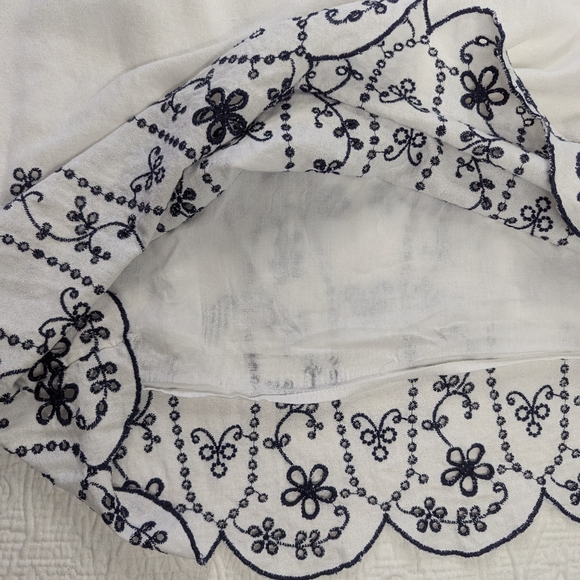 Linen Blend Embroidered Eyelet Floral Dress White M - Picture 9 of 14